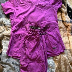 Purple Medical Scrub Top & Pants Set